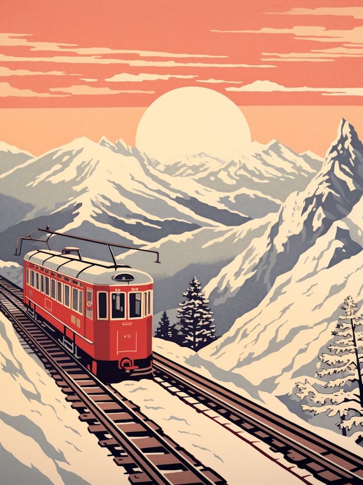Tateyama Kurobe Alpine Route, Japan Vintage Travel Art 1