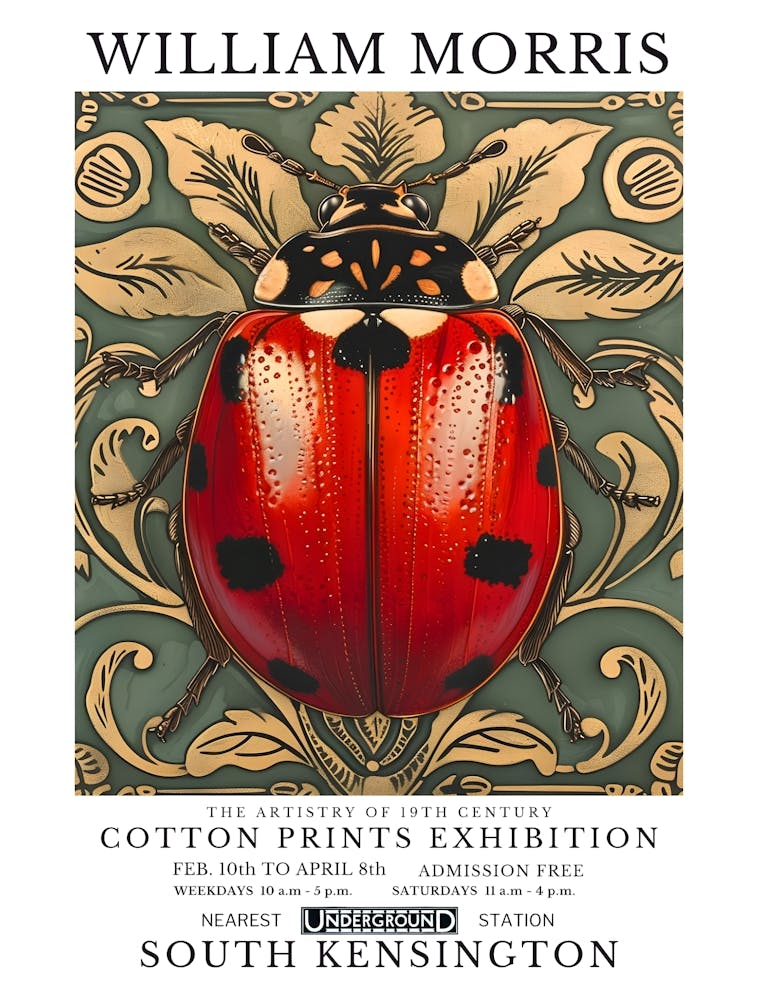 William Morris - Cotton Prints Exhibition Ladybug