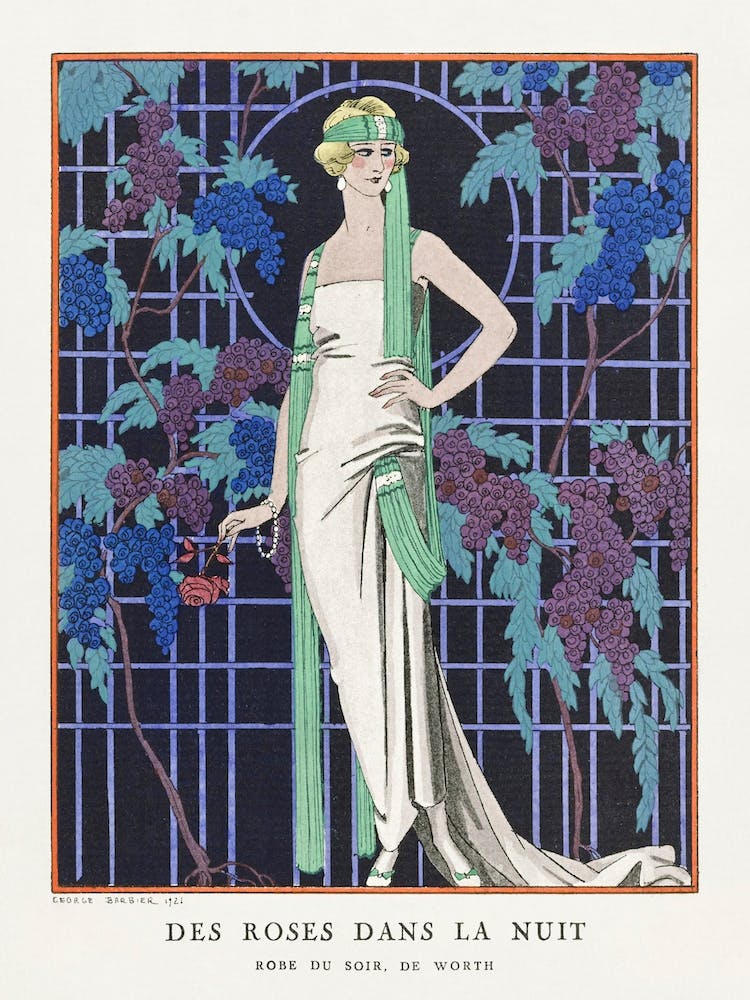 Des Robes Dans La Nuit Robe Du Soir, De Worth (1921), George Barbier