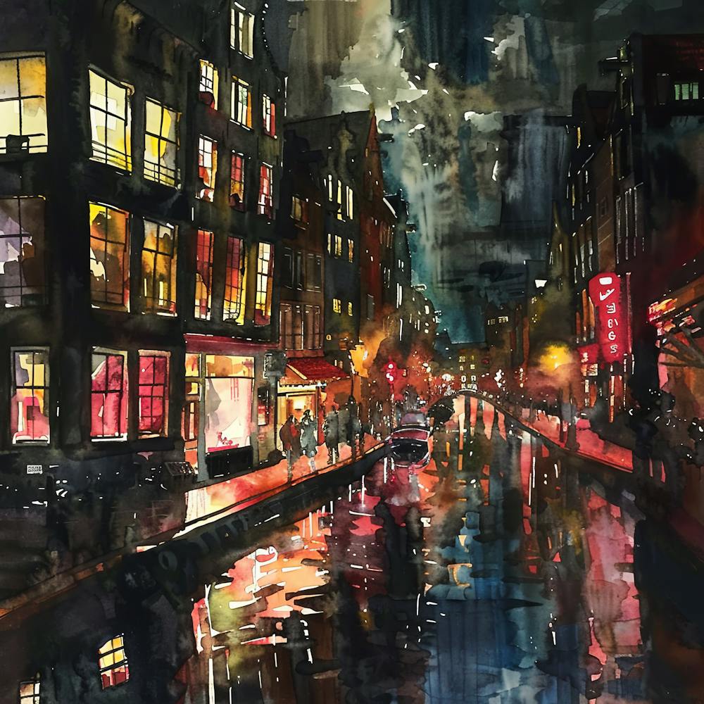 Amsterdam Red Light District at Night Series