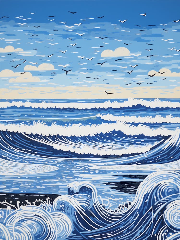 Camber Sands East Sussex Printmaking Style 1