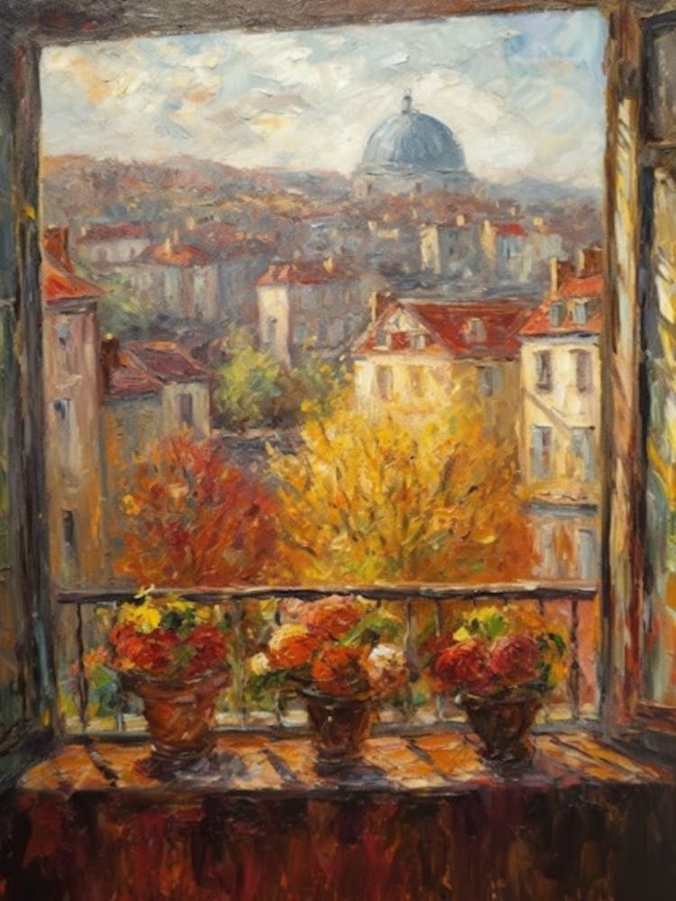 Window View Of Paris In The Style Of Impressionism 1