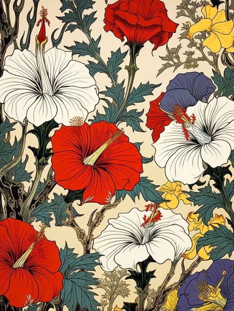 Illustration mit chinesischem Glockenblumenmuster