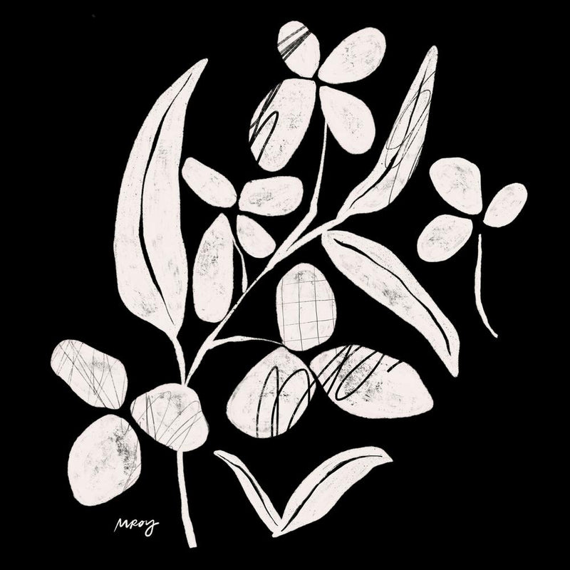 Abstract Floral Black Square