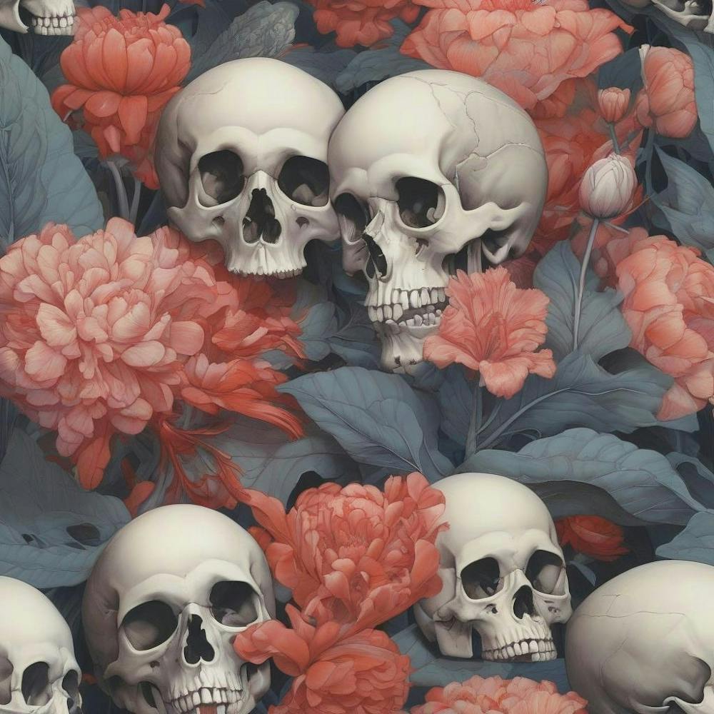 Skulls And Flowers