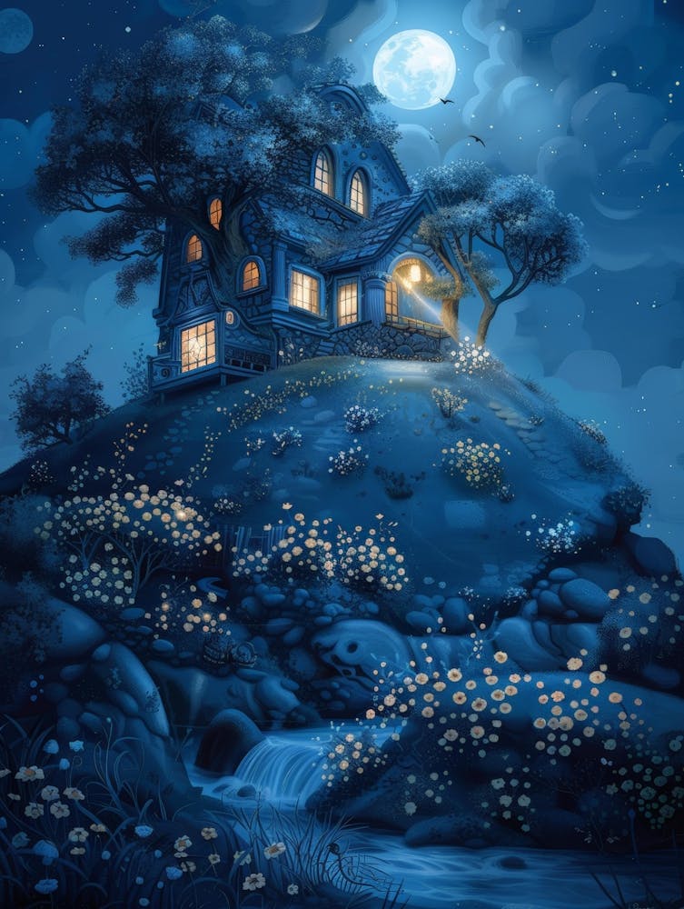 House On The Hill At Night