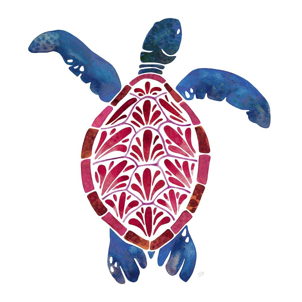 Sea Turtle Blue Square