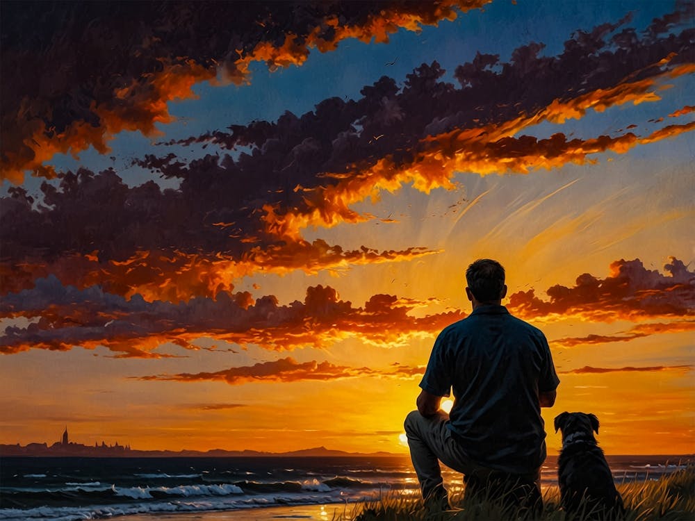 Sunset With Dog 1