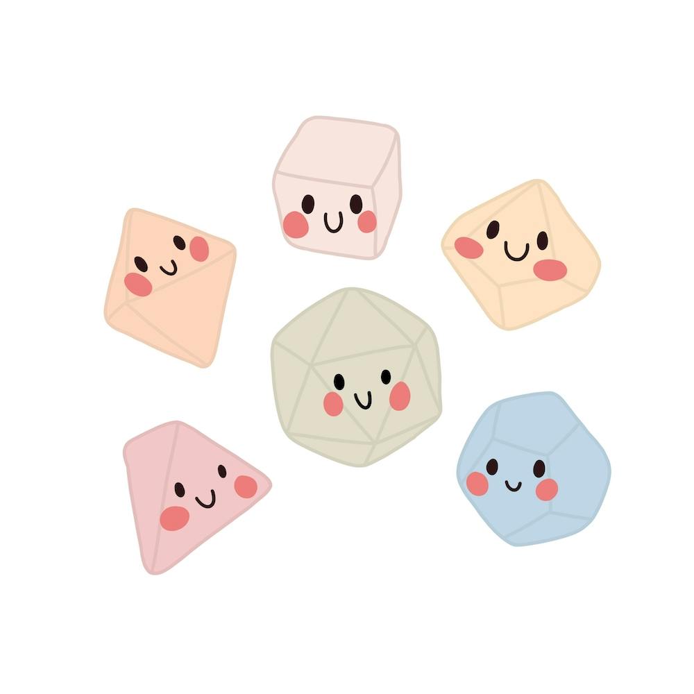 Happy smiley dungeons and dragons dice