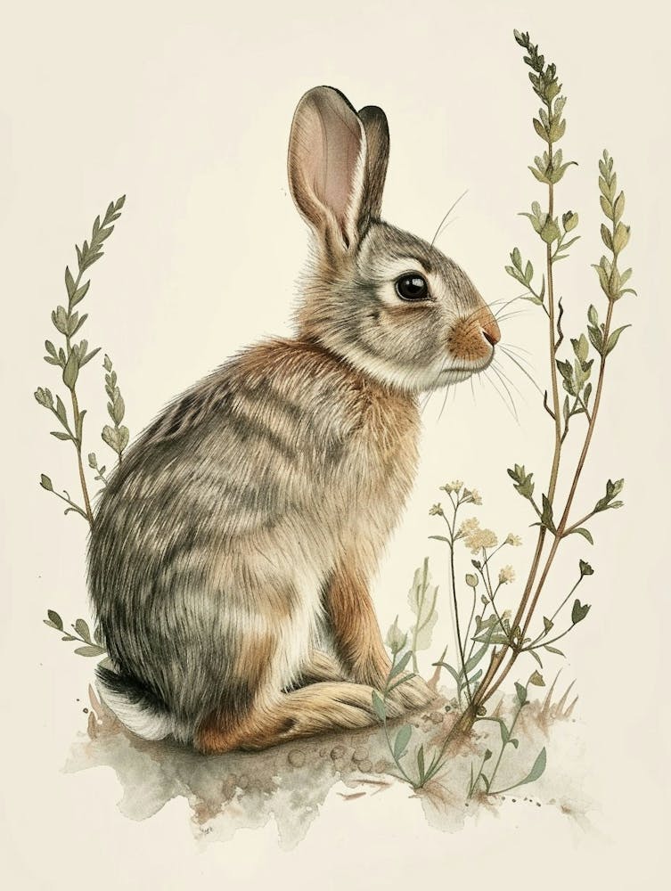 Californian Blockprint Rabbit Illustration 3