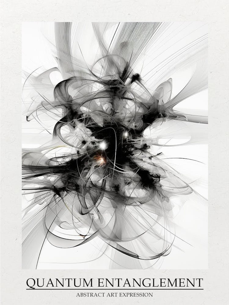 Quantum Entanglement Abstract Black And White 5 Poster