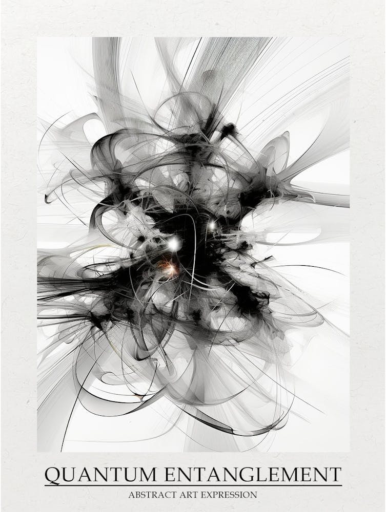 Quantum Entanglement Abstract Black And White 5 Poster