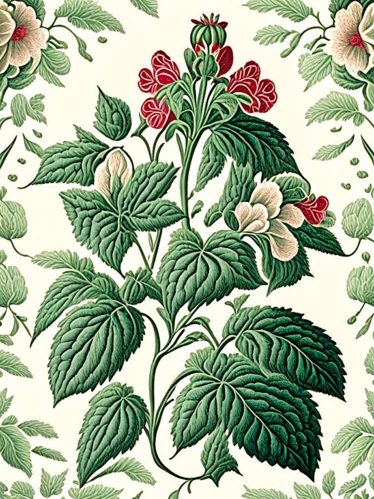 Peppermint 3 Floral Botanical Vintage Poster Flower