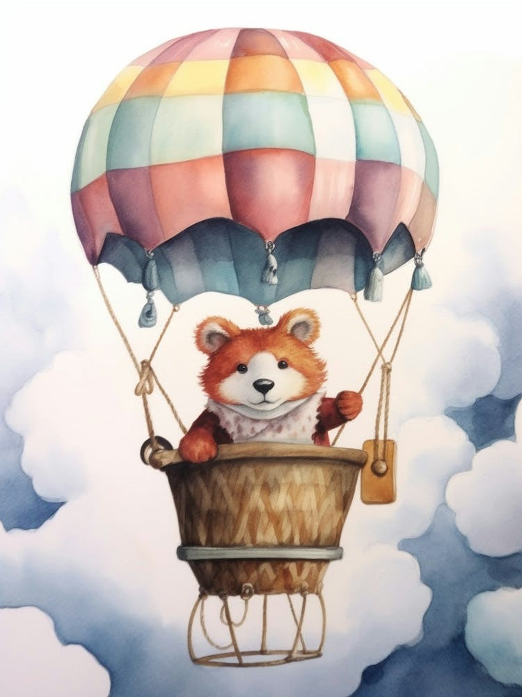 Baby Red Panda 3 In A Hot Air Balloon