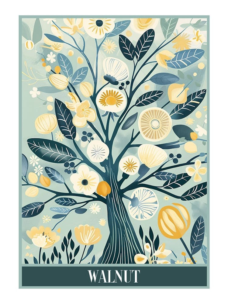 Walnut Tree Flat Illustration 1 Poster