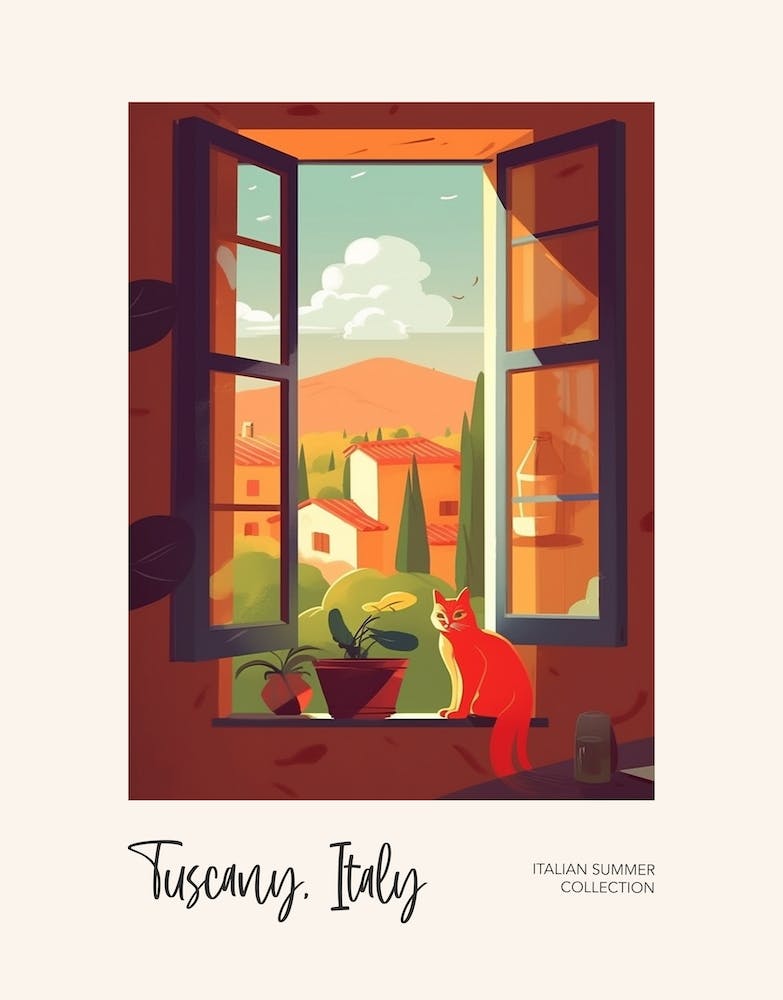Tuscany Cat On A Window 1 Italian Summer Collection