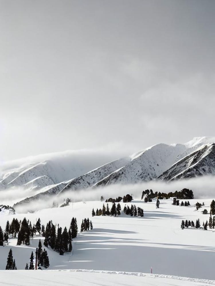 Mount Hutt, New Zealand Black And White Skiing Poster