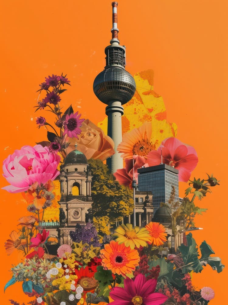 Berlin   Floral Retro Collage Style 3