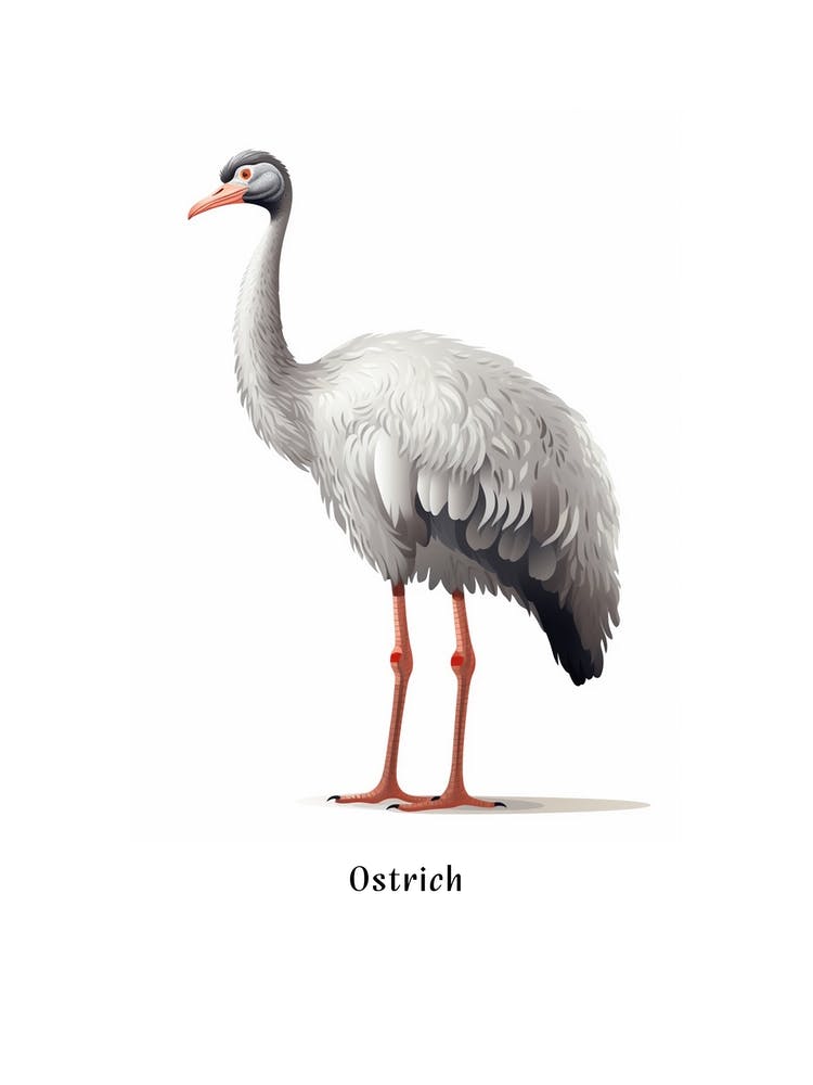 Ostrich Kids Animal Poster