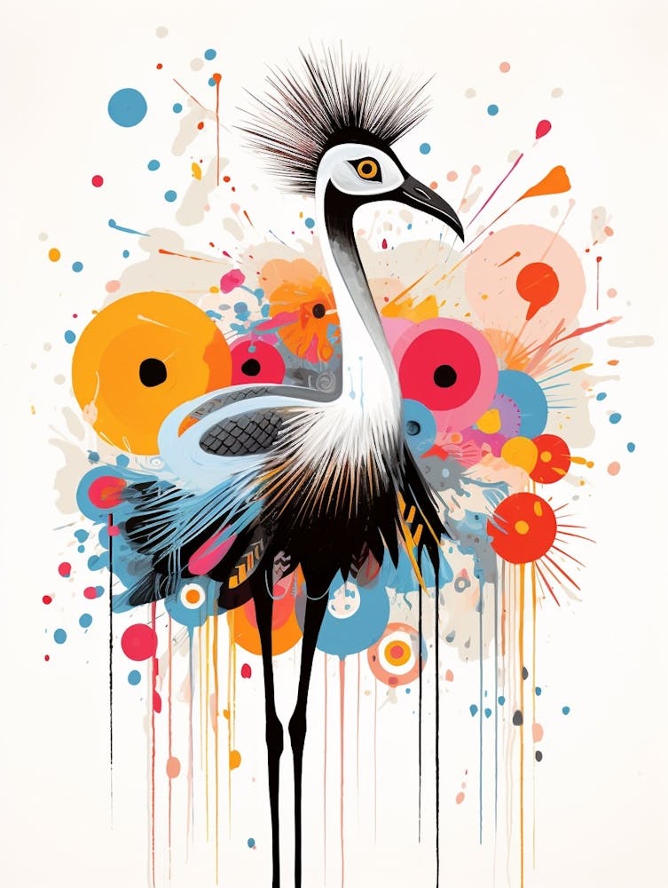 Bird Painting Collage Ostrich 4