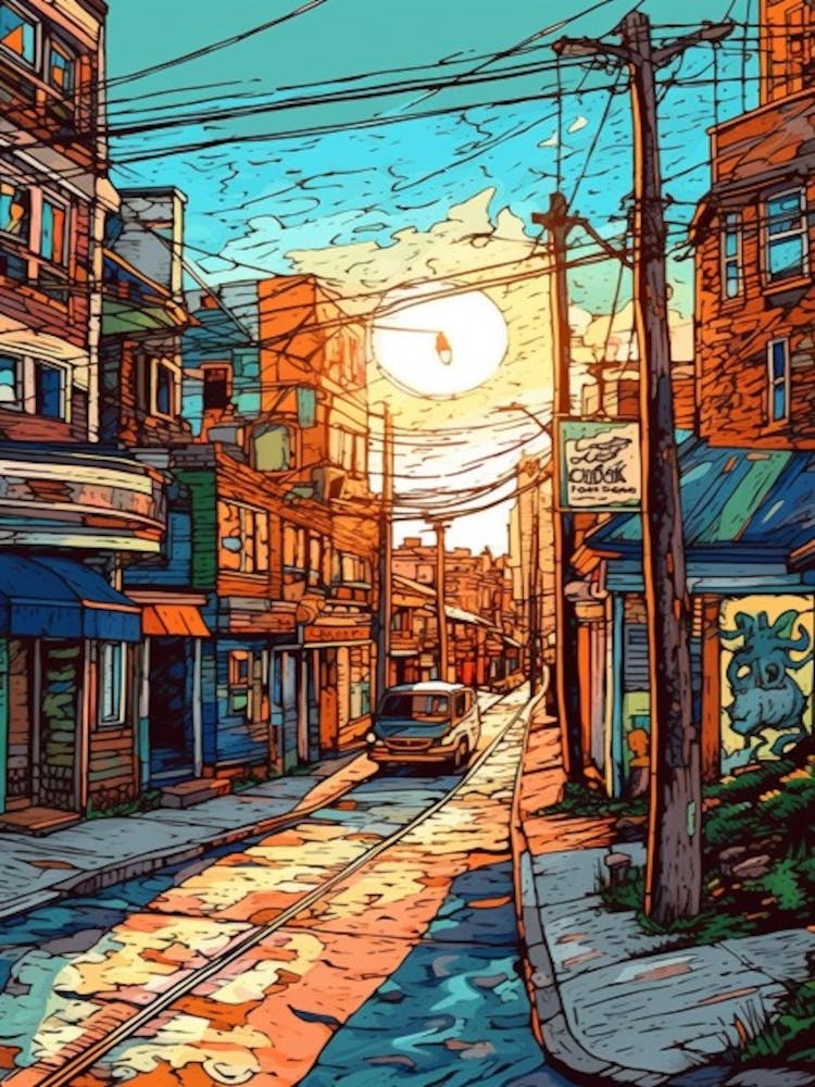Painting Of Toronto Canada In The Style Of Line Art 1