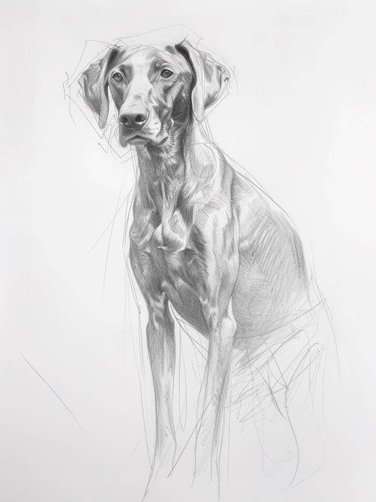 Vizsla Dog Charcoal Line 3