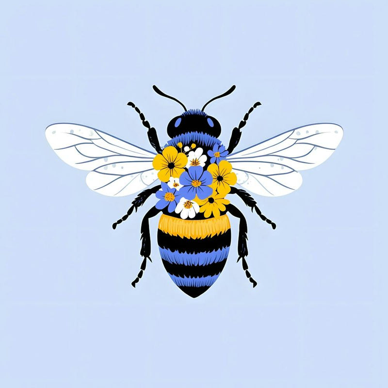 Floral Bee - Beautiful Bee with Flowers