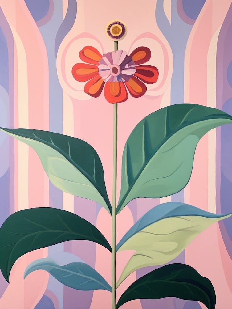 Zinnia 1 Hilma Af Klint Inspired Pastel Flower Painting