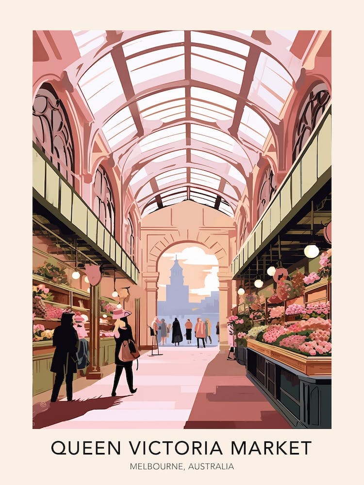 Queen Victoria Market Melbourne Australia Travel Poster