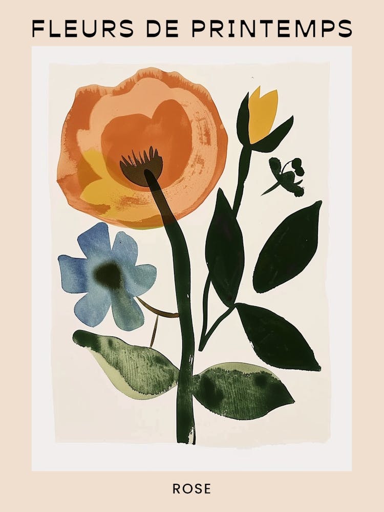 Affiche Florale Printanière Française Rose 13