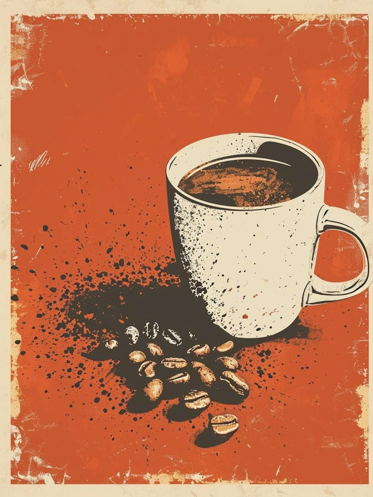 Coffee & Coffee Beans Minimalist Illustration 3