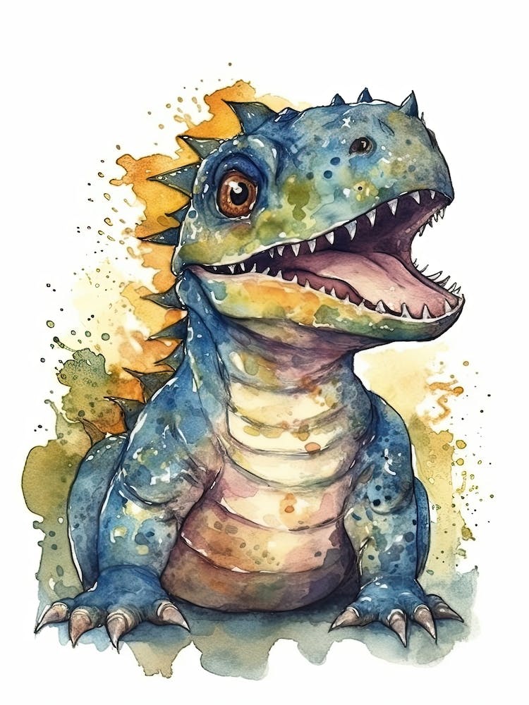 Majungasaurus Cute Dinosaur Watercolour 2