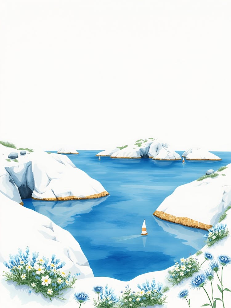 Blue Flowers By The Sea