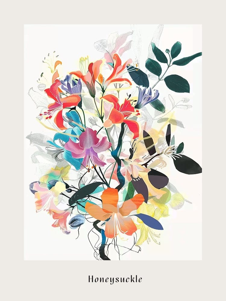 Geißblatt 2 Collage Blumenstrauß Poster