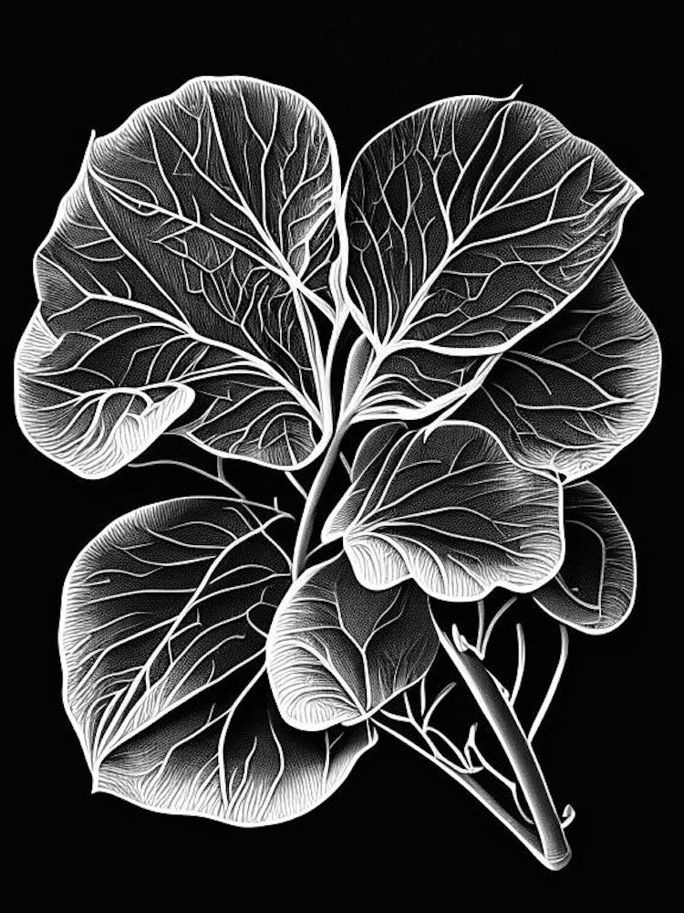 Purslane Leaf Linocut 3