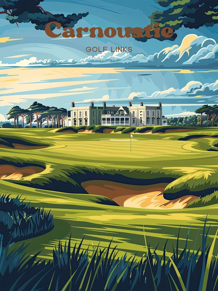 Carnoustie Golf Links British Open Reiseillustration