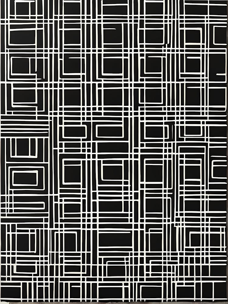 Retro-inspirierte Linolschnitt-abstrakte Formen Schwarz-Weiß-Kunst, 224