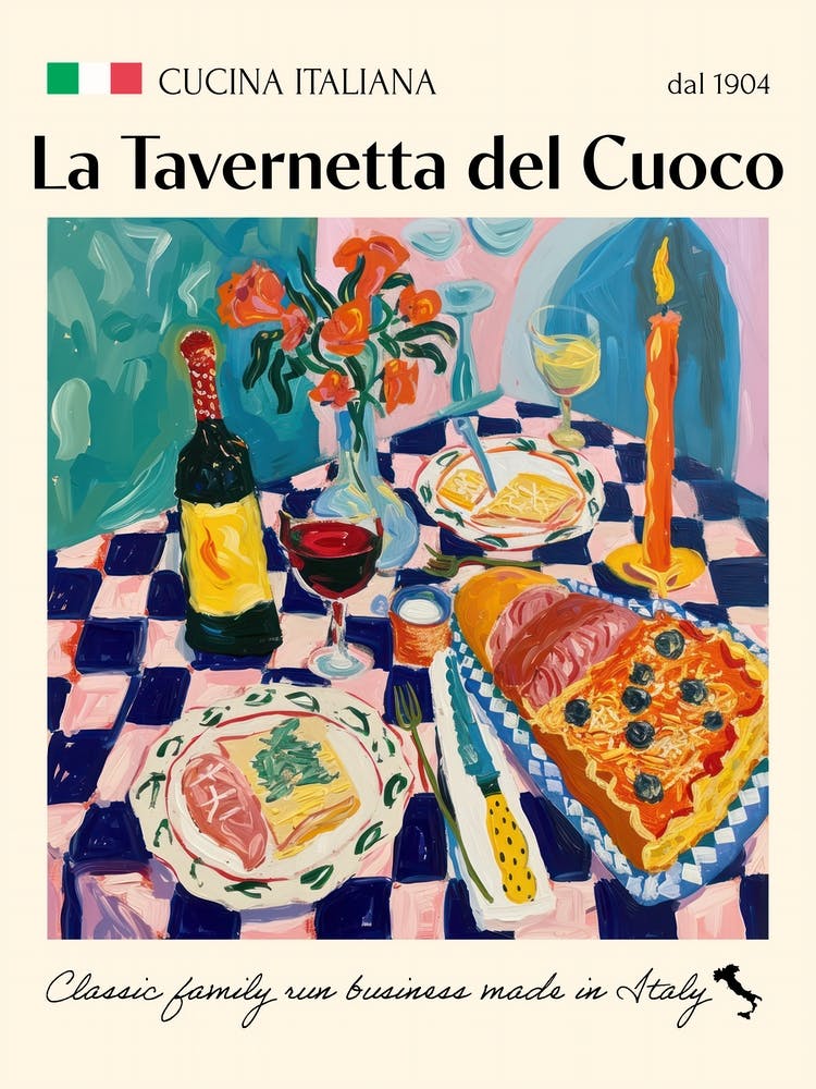 La Tavernetta Del Cuoco Trattoria Italian Poster Food Kitchen