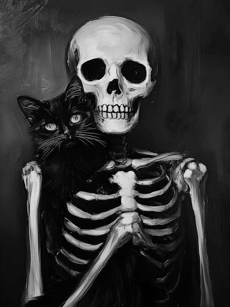 Skeleton And Cat
