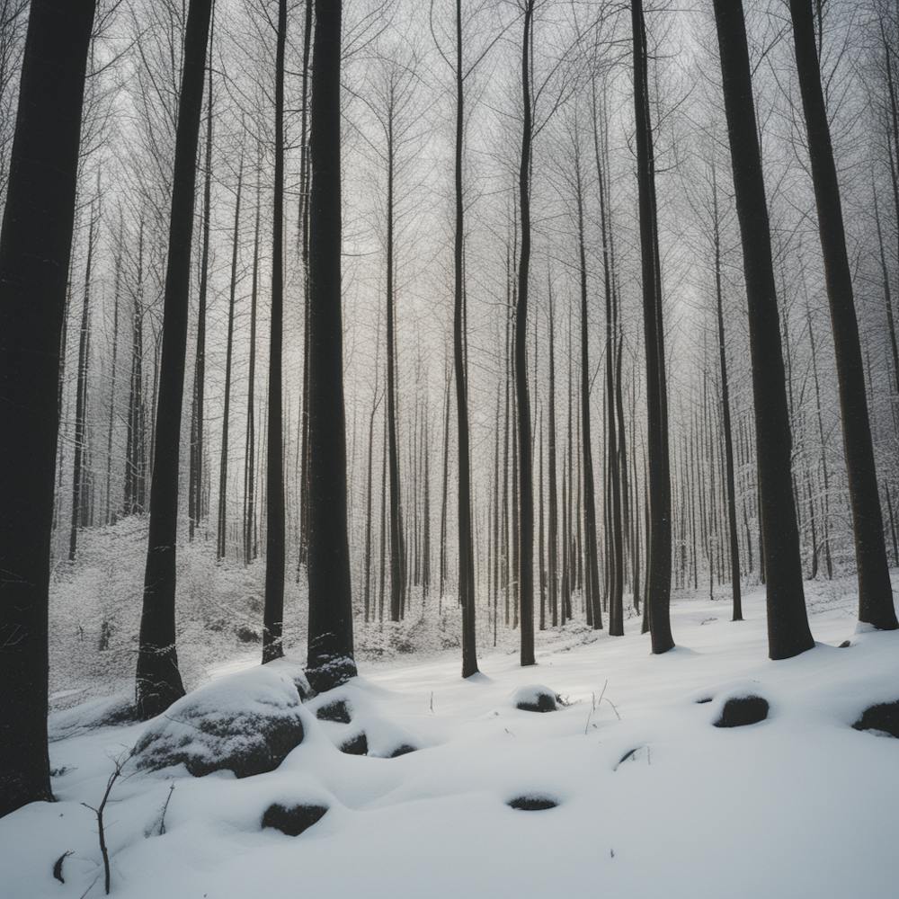 Picture Of A Forest With Snow