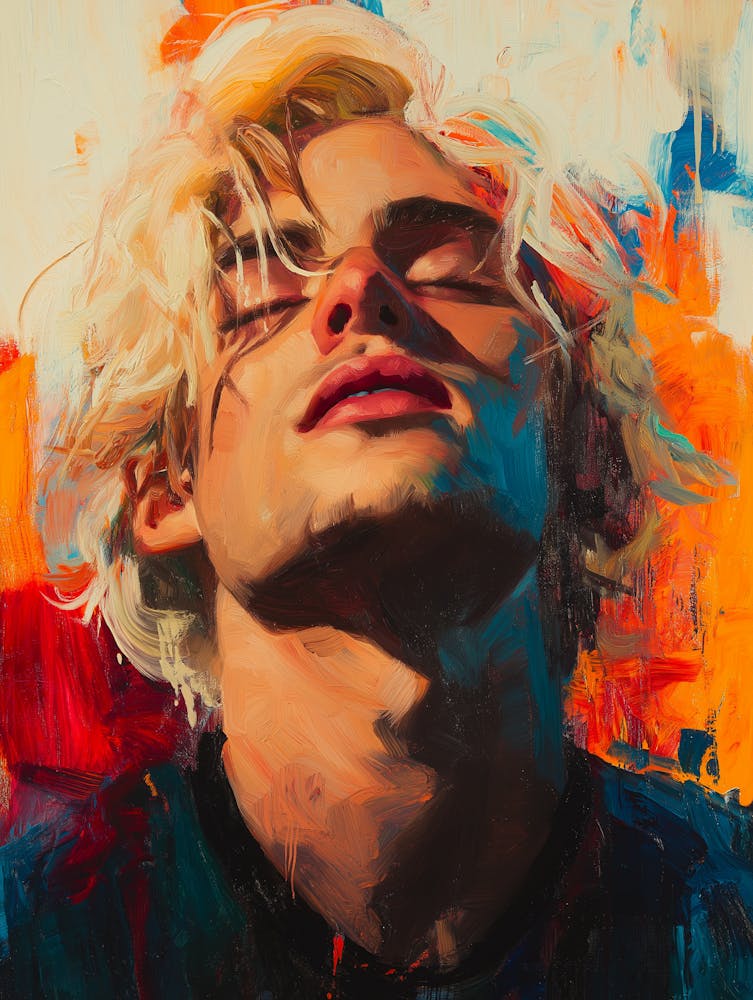 Blonde Man, With Vibrant Colors And Expressive Paint Strokes