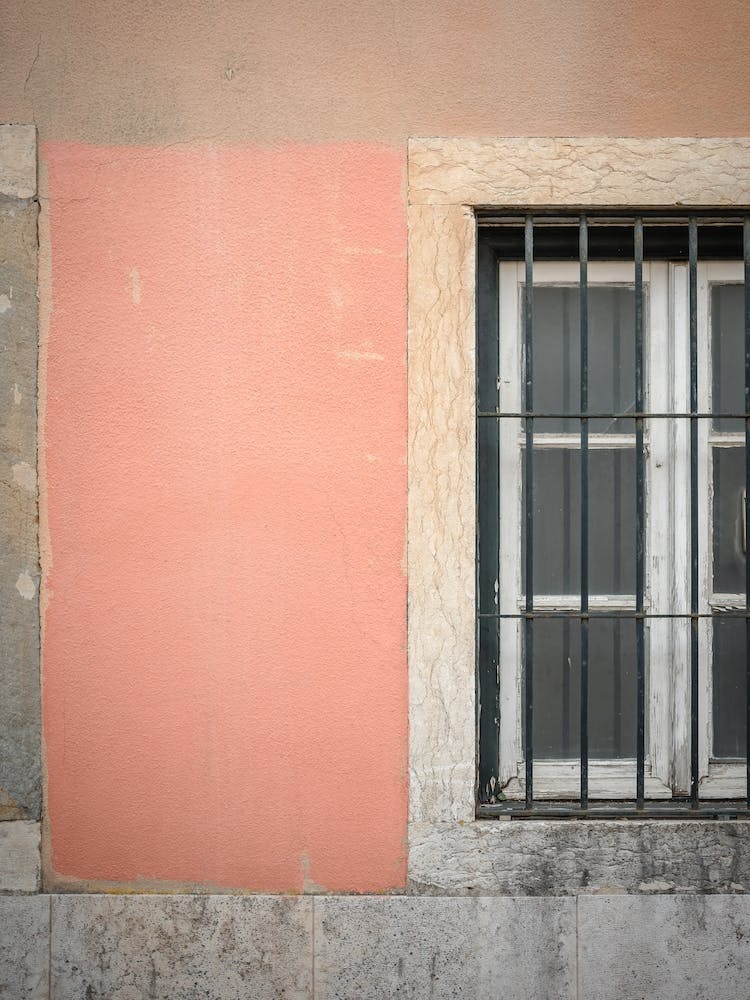 Pastel Colour Wall In Alfama Lisbon