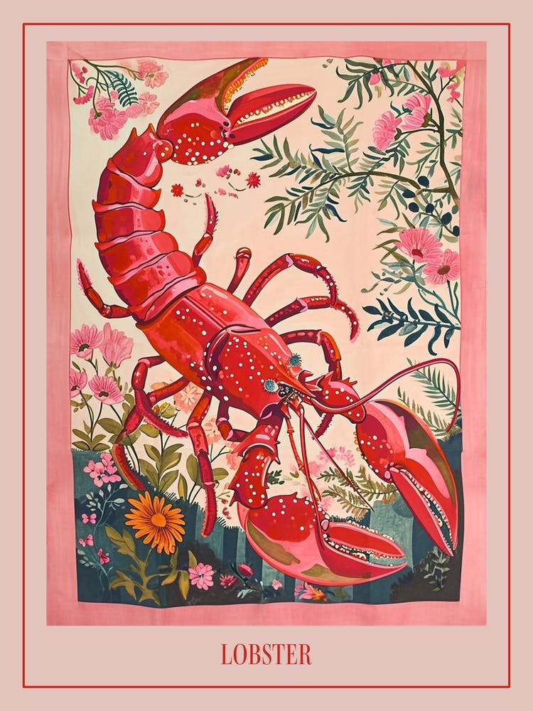 Floral Animal Painting Lobster 1 Poster