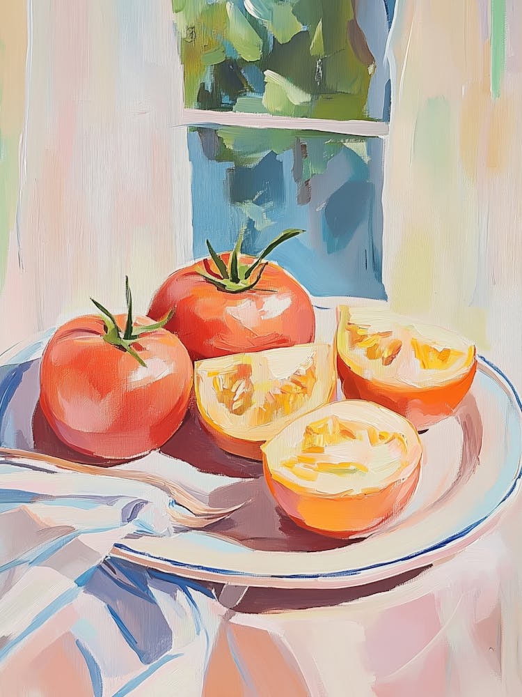 Still Life Tomatoes By A Window