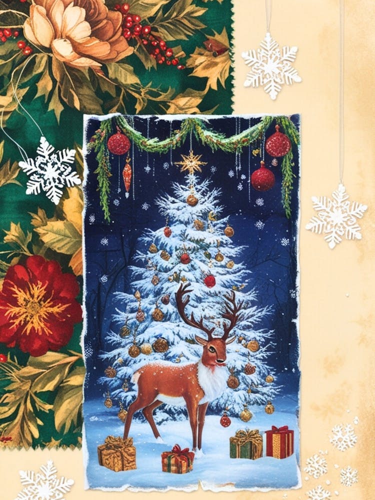 William Morris Christmas Tree With Deer 4