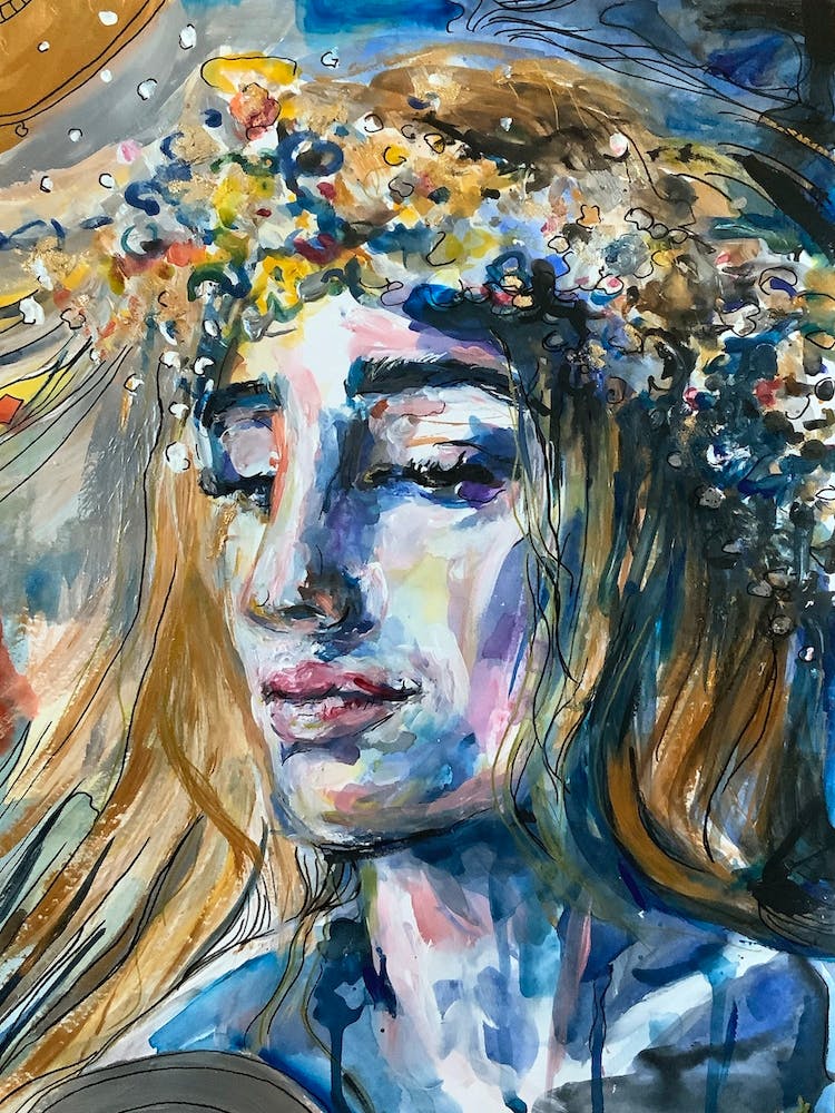 Woman Abstract Face Flowers