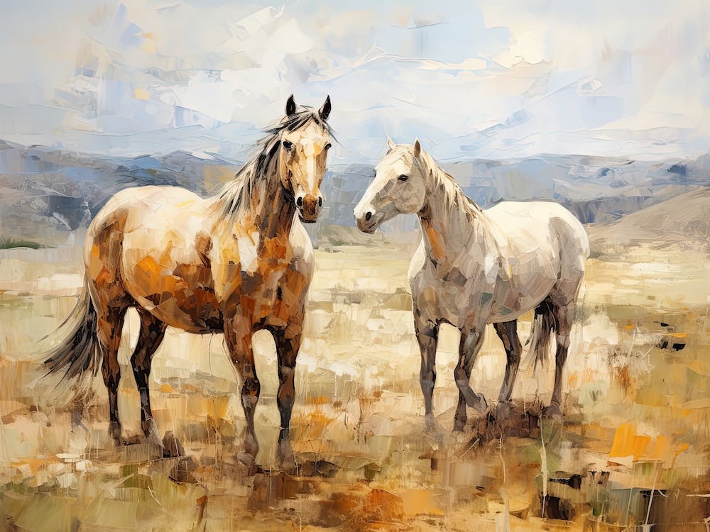 Horses Painting In Mongolia, Landscape 1