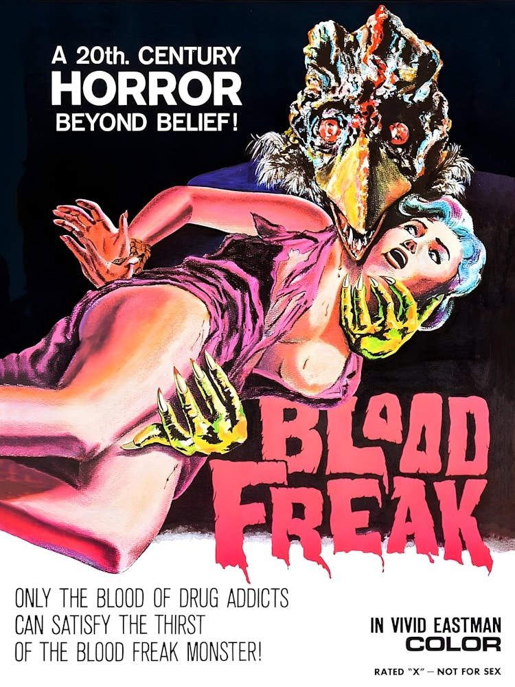 Blood Freak, Vintage Horror Movie Poster, 1972