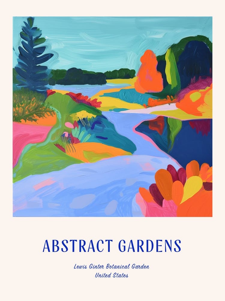Colourful Gardens Lewis Ginter Botanical Garden Usa 2 Blue Poster