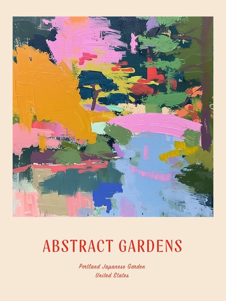 Colourful Gardens Portland Japanese Garden Usa 4 Red Poster